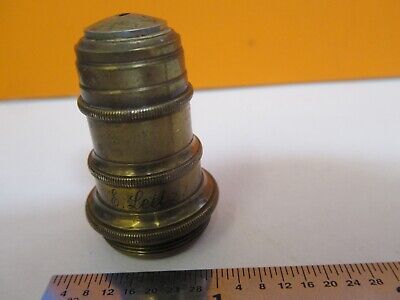 ANTIQUE BRASS ERNST LEITZ 1/12 OBJECTIVE MICROSCOPE PART AS PICTURED &7B-B-21