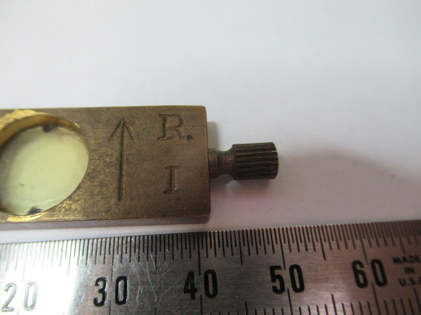 ANTIQUE BRASS LAMBDA POL SLIDE UK ENGLAND MICROSCOPE PART AS PICTURED P2-B-81