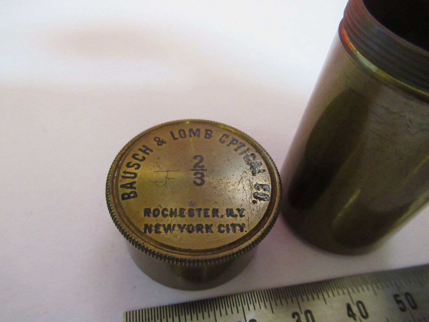 EMPTY BAUSCH LOMB BRASS OBJECTIVE CANISTER MICROSCOPE PART AS PICTURED G4-A-62