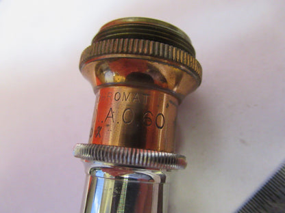 ANTIQUE BRASS SPENCER 8mm OBJECTIVE MICROSCOPE PART AS PICTURED &H9-B-39