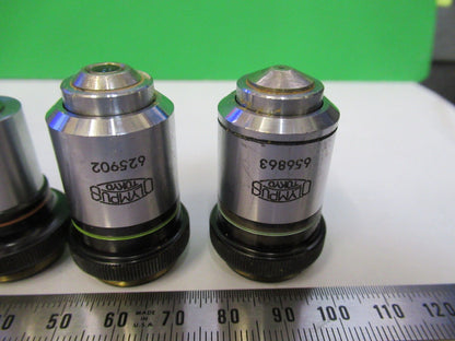 LOT 4 EA MICROSCOPE OBJECTIVE LENSES OLYMPUS 4X 10X 40X 100X OPTICS #P8-B-07