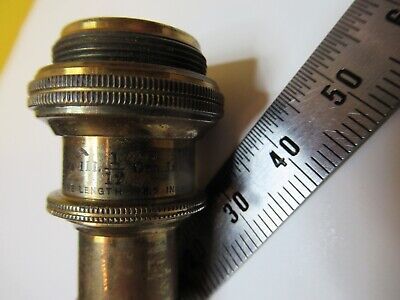 ANTIQUE BRASS OBJECTIVE BAUSCH LOMB 1/12 OPTICS MICROSCOPE as pictured &14-C-02