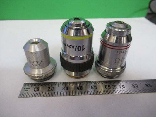 LOT 2 ea OBJECTIVES  GENERIC 3.5X 10X 40X MICROSCOPE PART AS PICTURED &R4-A-53