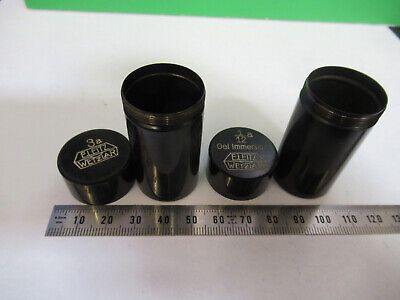 LOT 2 EA EMPTY BRASS CAN OBJECTIVE LEITZ MICROSCOPE PART AS PICTURED A9-B-31