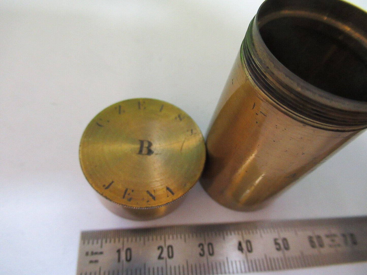 ANTIQUE BRASS ZEISS "B" CANISTER OBJECTIVE MICROSCOPE PART AS PICTURED P2-B-91