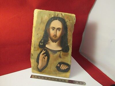 ORTHODOX CHURCH RELIGIOUS PAINTING RUSSIA in WOOD PANEL CHRIST JESUS &A1-RUS-3