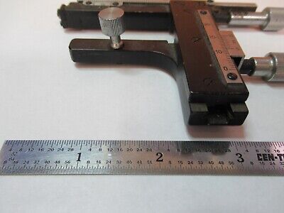 ANTIQUE JAPAN STAGE CLIPS MICROMETER XY MICROSCOPE PART AS PICTURED &7B-B-64