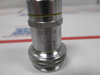 MICROSCOPE PART OBJECTIVE WOLFE WETZLAR GERMANY 45X OPTICS AS PICTURED &W7-B-69