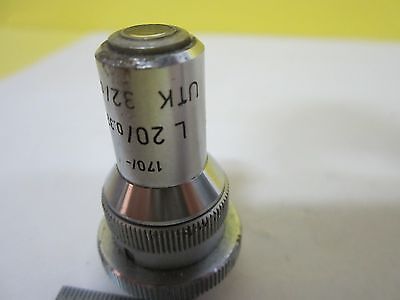 MICROSCOPE PART OBJECTIVE LEITZ GERMANY UTK L 20X + IRIS OPTICS BIN#U1-38