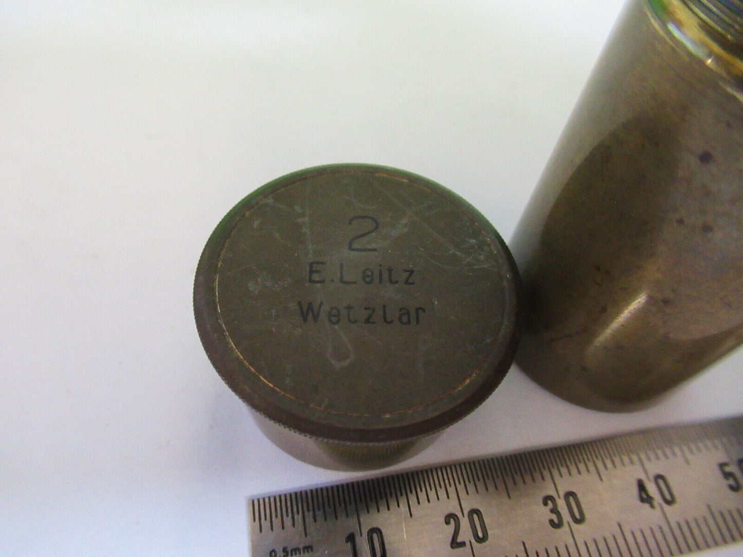 ANTIQUE BRASS LEITZ "2" CANISTER OBJECTIVE MICROSCOPE PART AS PICTURED P2-B-104