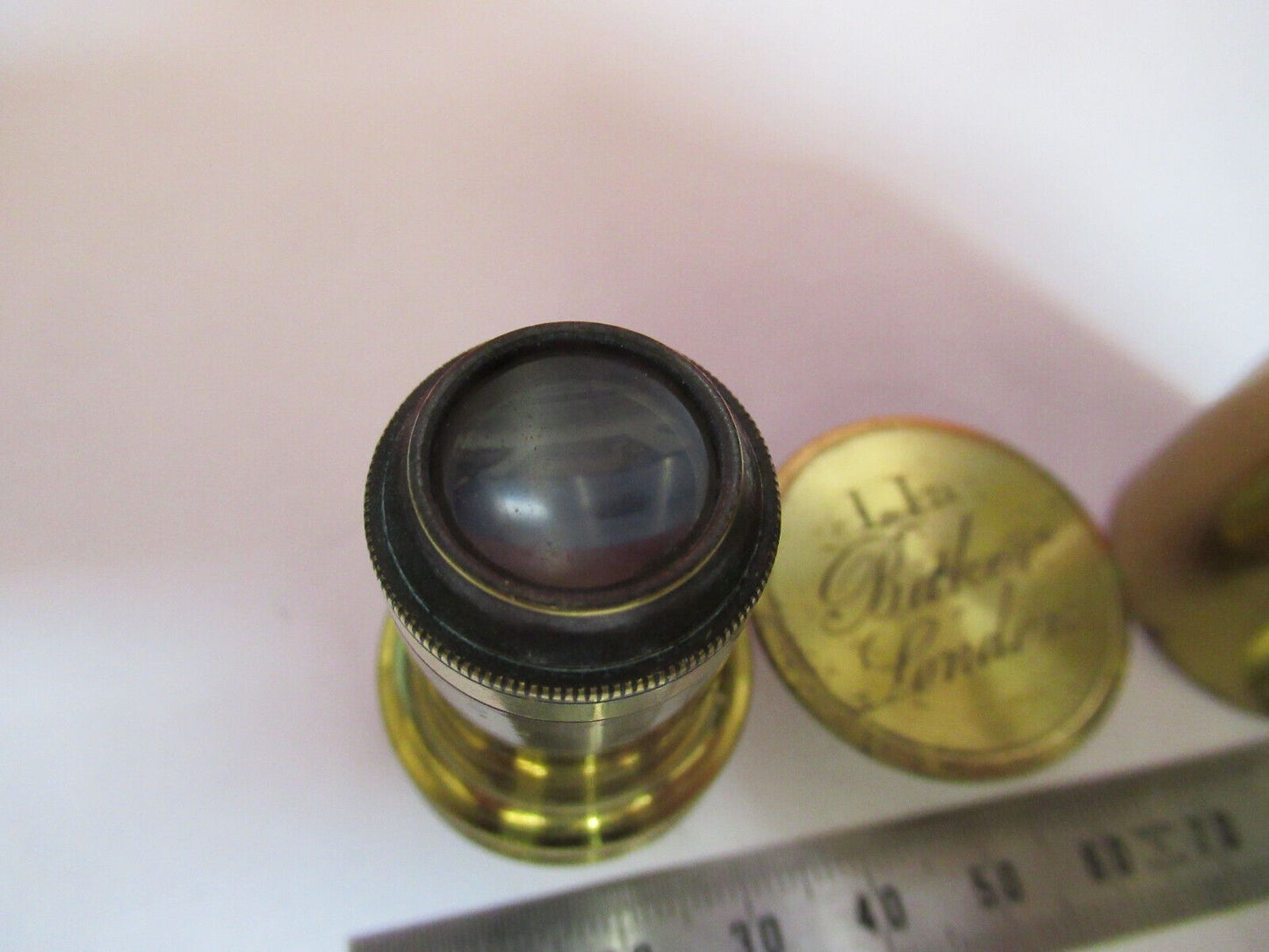 ANTIQUE BRASS  BAKER LONDON 1 inch OBJECTIVE MICROSCOPE PART AS PICTURED G4-A-70