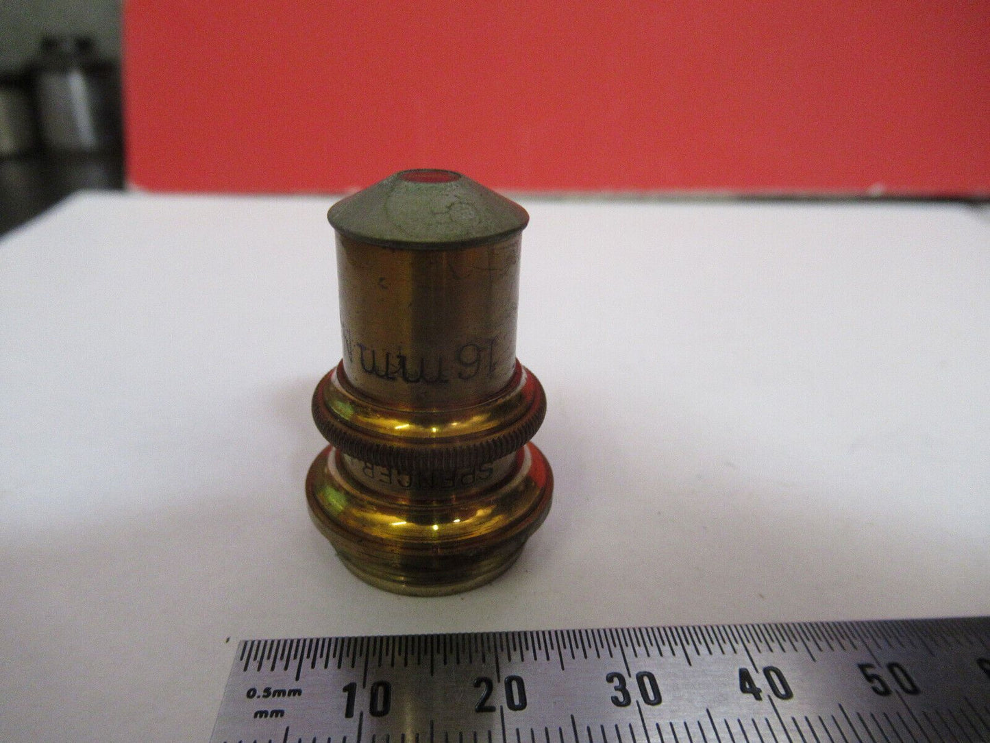 ANTIQUE BRASS SPENCER 16mm OBJECTIVE MICROSCOPE PART AS PICTURED #R3-C-46