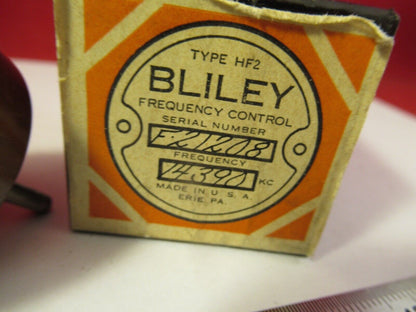 VINTAGE 1940's QUARTZ CRYSTAL BLILEY HF2 FREQUENCY 14390 KC +BOX &9-A-54