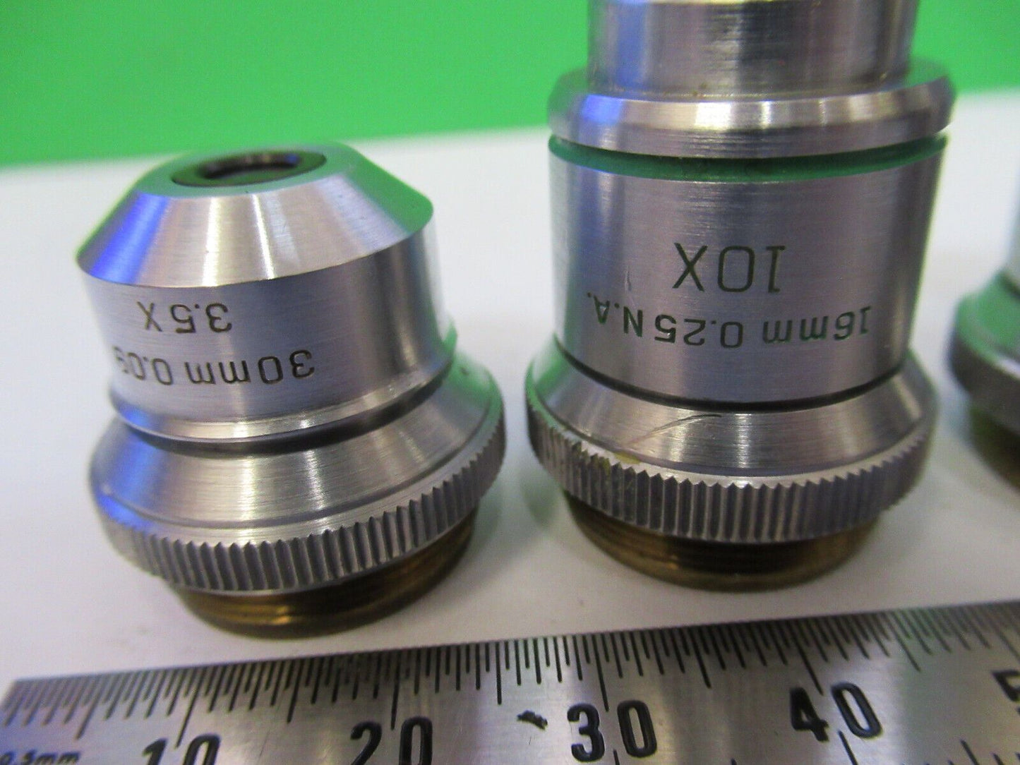 LOT 4 EA MICROSCOPE OBJECTIVE LENSES BAUSCH LOMB 3.5 10X 43X 97X OPTICS #P8-B-08