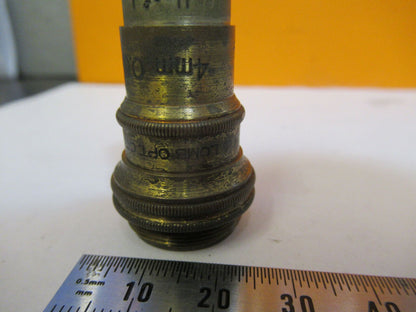 ANTIQUE BAUSCH LOMB BRASS 4mm OBJECTIVE MICROSCOPE PART AS PICTURED &P9-A-23