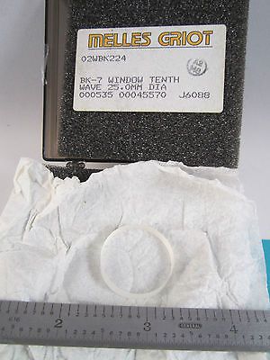 MELLES GRIOT OPTICAL FLAT TENTH WAVE 25 mm NOS OPTICS LASER INTERFEROMETER