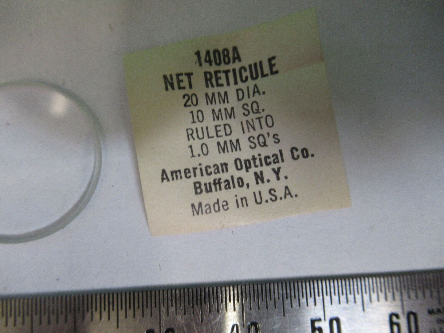 AO AMERICAN OPTICS 1408A RETICLE 20mm MICROSCOPE PART AS PICTURED &Z7-A-62