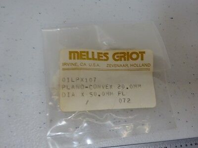 OPTICAL MELLES GRIOT PLANO CONVEX 20 mm DIA FL 50 mm LASER OPTICS AS IS BN#N6-96