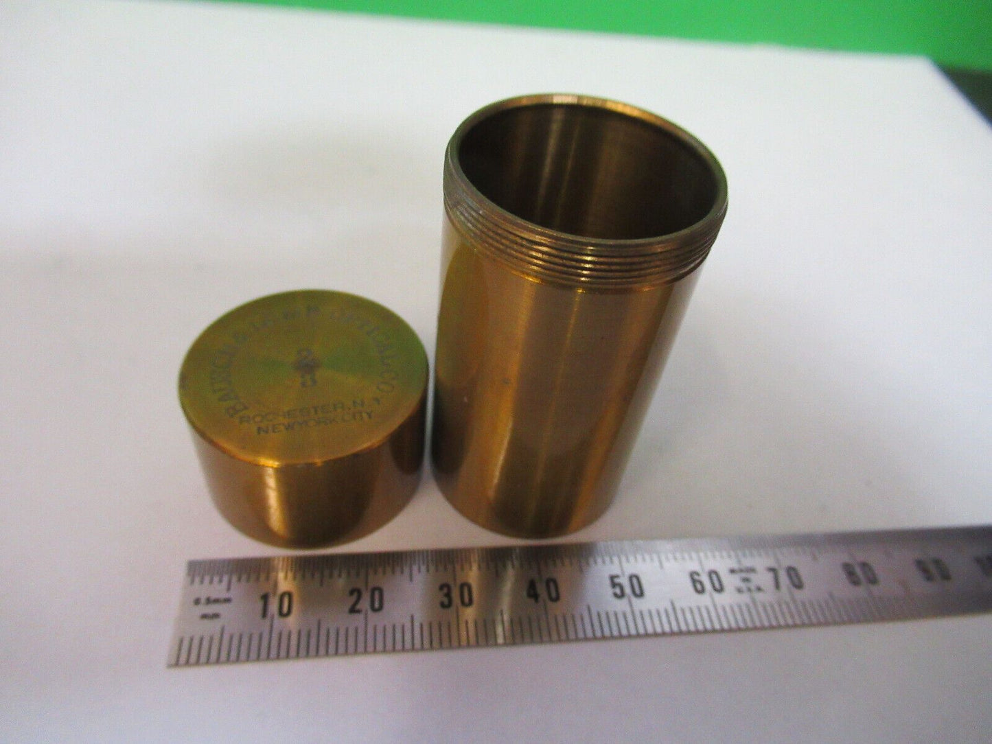 ANTIQUE BRASS BAUSCH 2/3 CANISTER OBJECTIVE MICROSCOPE PART AS PICTURED P2-B-102