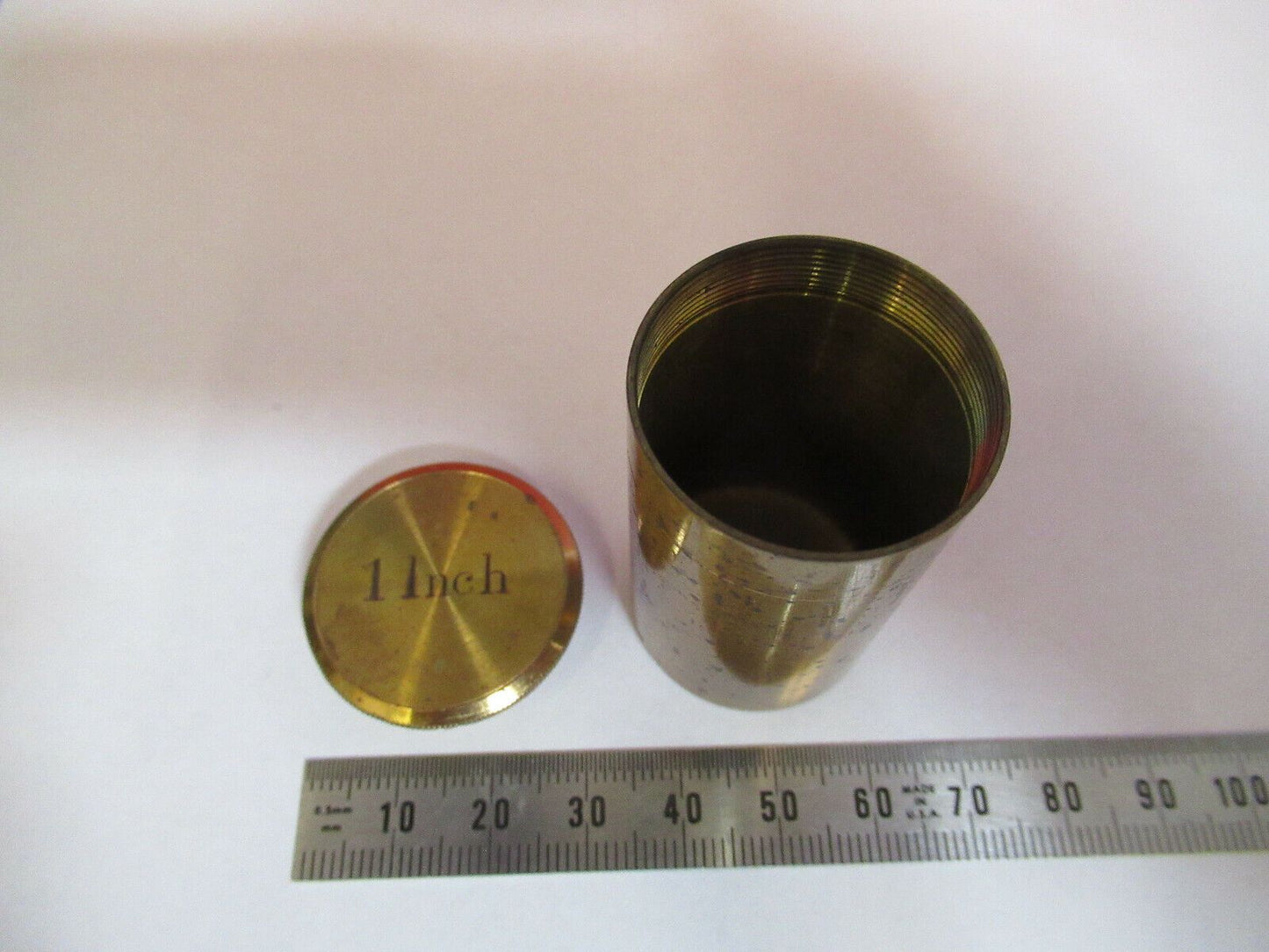 EMPTY BRASS CONTAINER for MICROSCOPE OBJECTIVE PART AS PICTURED #B7-A-72