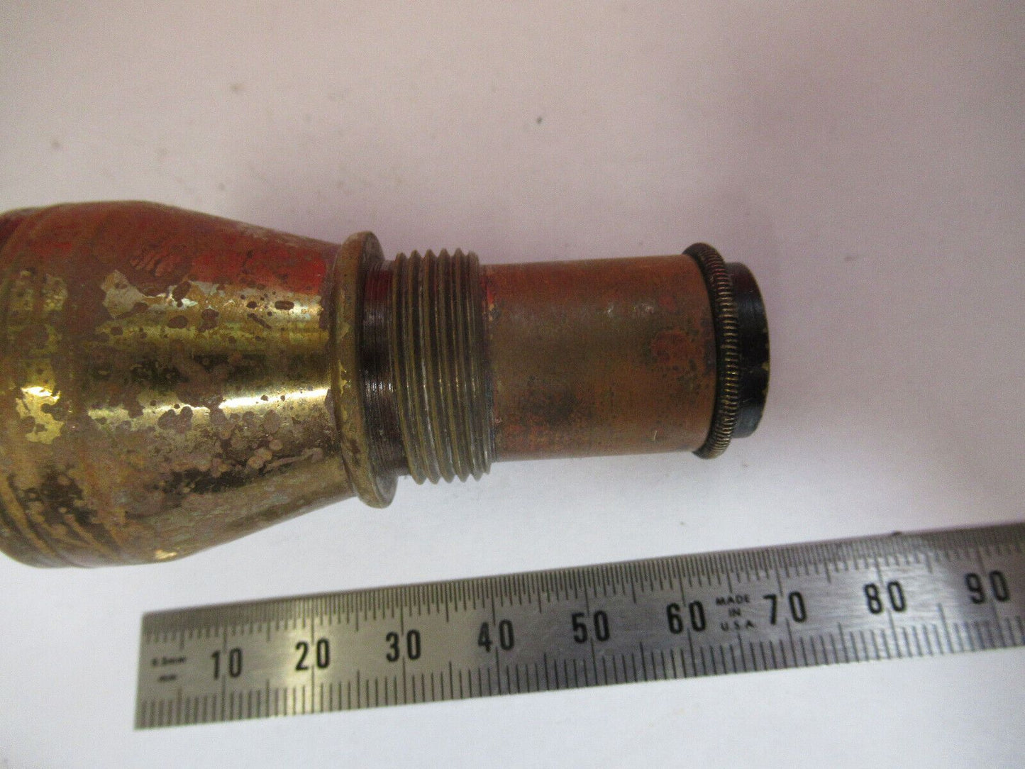 ANTIQUE BRASS EYEPIECE OCULAR LENS RARE UK MICROSCOPE PART AS PICTURED &S9-A-81