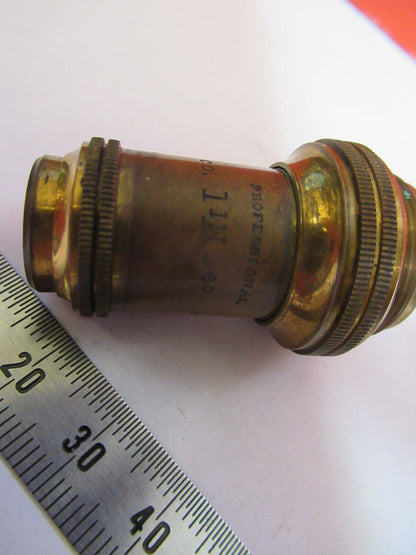 ANTIQUE  BRASS BAUSCH LOMB OBJECTIVE 1 in MICROSCOPE PART AS PICTURED G4-A-99