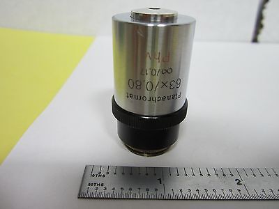 MICROSCOPE PART OBJECTIVE CARL ZEISS PHV 63X PLANACHROMAT OPTICS BIN#H6-10