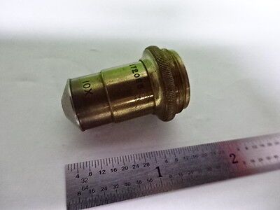 MICROSCOPE PART OBJECTIVE VINTAGE BRASS SPENCER 10X OPTICS AS IS #B2-M-15