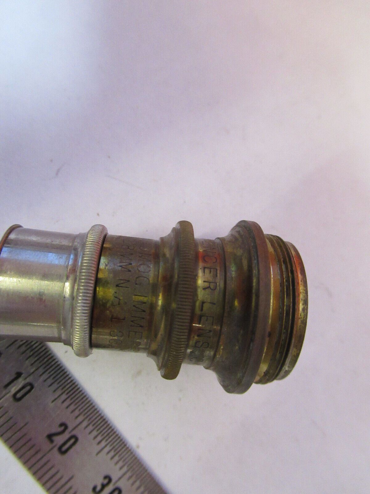 ANTIQUE BRASS SPENCER 1.8mm OBJECTIVE MICROSCOPE PART AS PICTURED &H9-B-41