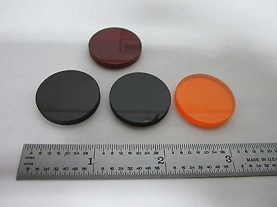 LOT 4 EA ORIEL COLOR FILTER MICROSCOPE OR LASER OPTICS AS IS BIN#M3-17