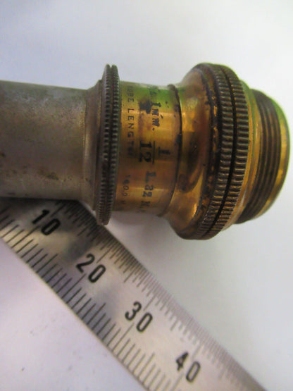 ANTIQUE BRASS 1/12 BAUSCH LOMB OBJECTIVE MICROSCOPE PART AS PICTURED #W5-B-29