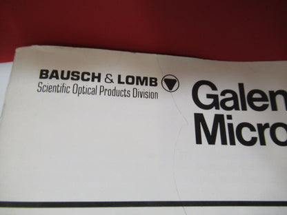 BAUSCH LOMB GALEN BOOKLET ANTIQUE MICROSCOPE PART AS PICTURED Y4-A-29