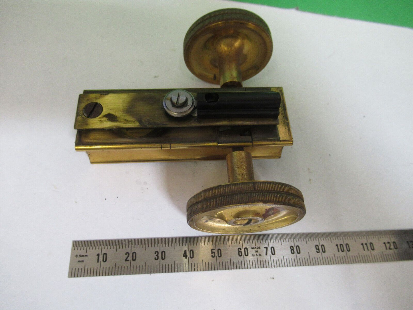 ANTIQUE MICROSCOPE PART LEITZ GERMANY BRASS GROSS STAGE  AS PICTURED &Z9-A-188