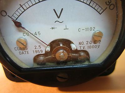 VOLTMETER GAUGE DIAL FROM 1959 VINTAGE VOLTAGE METER BIN#24