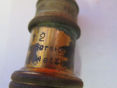 ANTIQUE BRASS LEITZ GERMANY OBJECTIVE "2" MICROSCOPE PART AS PICTURED F6-B-110