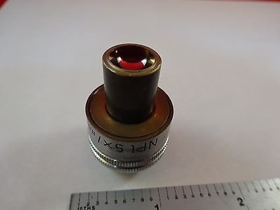 MICROSCOPE PART OBJECTIVE NPL 5X LEITZ GERMANY OPTICS AS IS BIN#R2-C-6