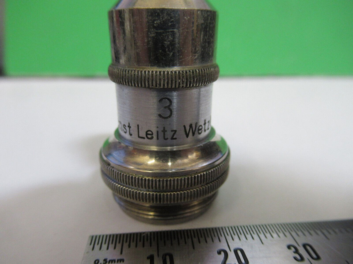 ANTIQUE BRASS ERNST LEITZ  "3"  OBJECTIVE MICROSCOPE AS PICTURED #H3-A-99