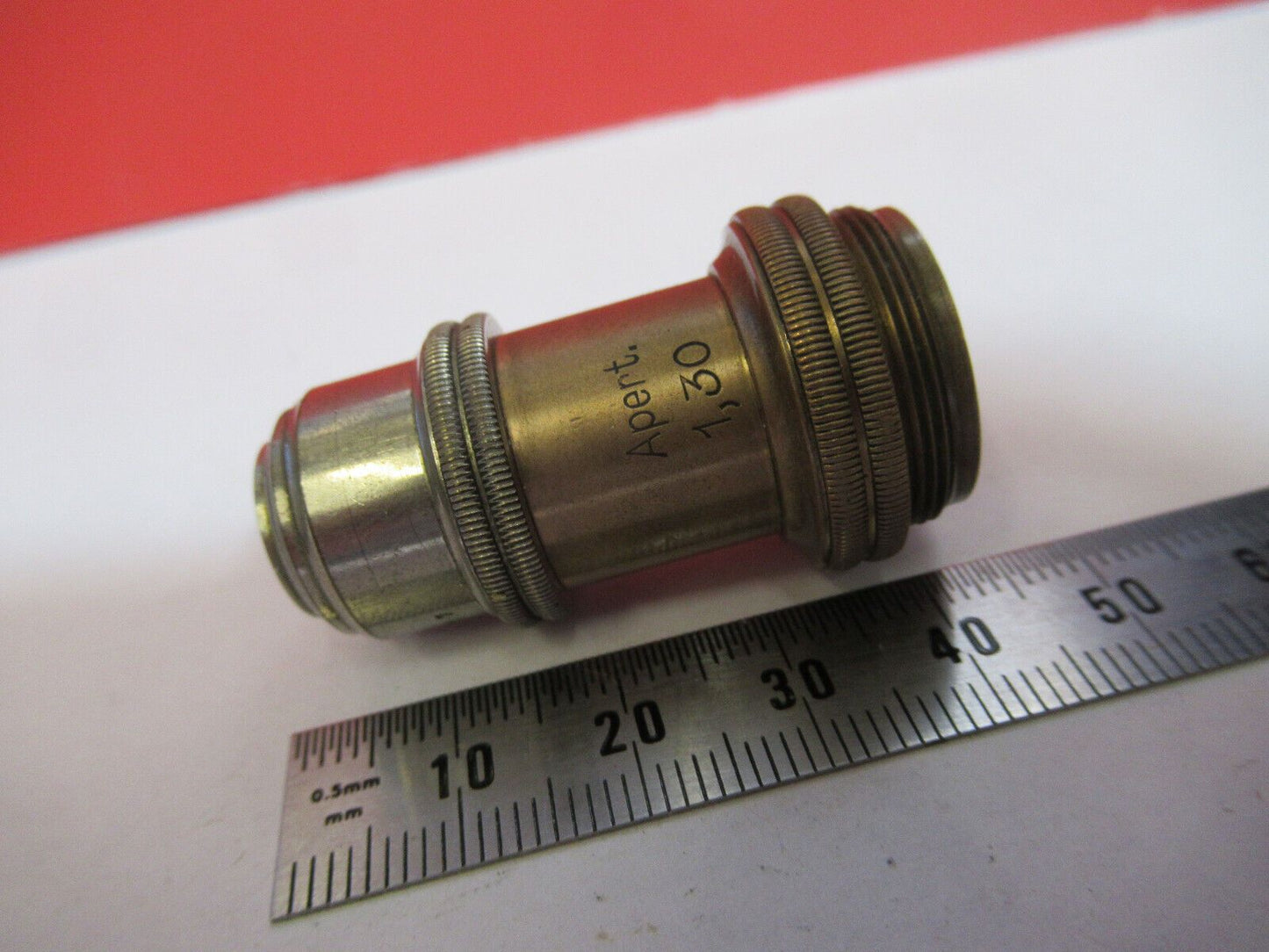 ANTIQUE  BRASS LEITZ GERMANY OBJECTIVE 1/12 MICROSCOPE PART AS PICTURED G4-A-101