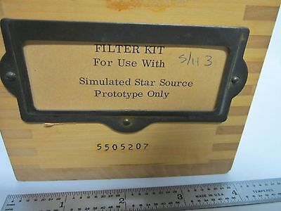 OPTICAL FILTER KIT FOR USE SIMULATED STAR SOURCE OPTICS [some missing] BIN#N7