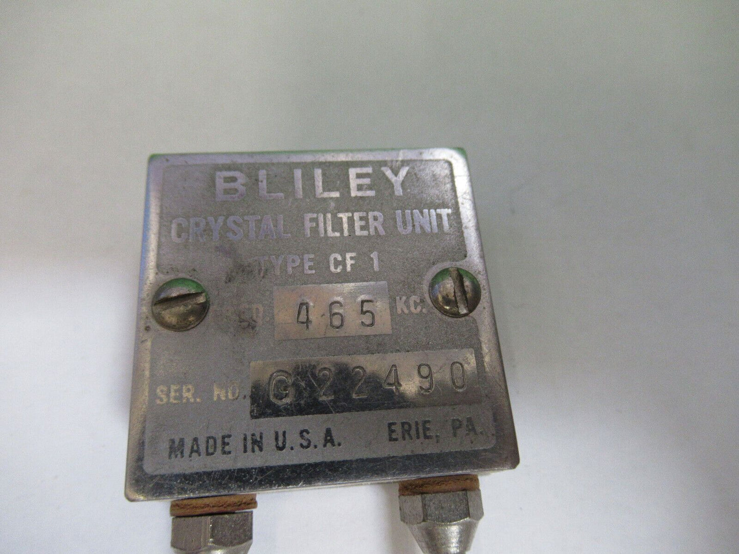 ANTIQUE BLILEY ELECTRIC QUARTZ CRYSTAL FILTER CF1 465 KC AS PICTURED R6-A-31