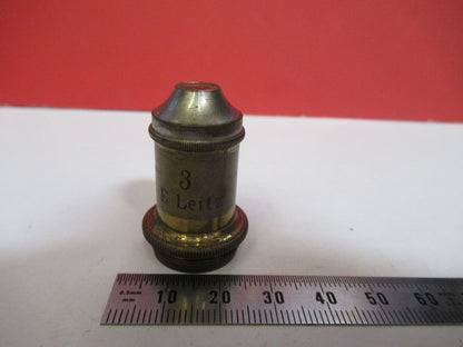 ANTIQUE  BRASS LEITZ GERMANY OBJECTIVE  "3" MICROSCOPE PART AS PICTURED G4-A-103