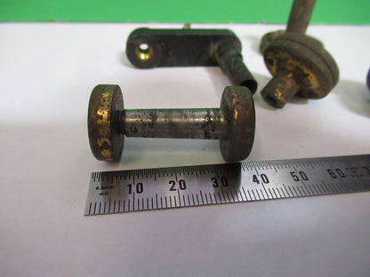 ANTIQUE BRASS ERNST LEITZ KNOBS SPANNER ETC MICROSCOPE PART AS PICTURED #H3-A-47