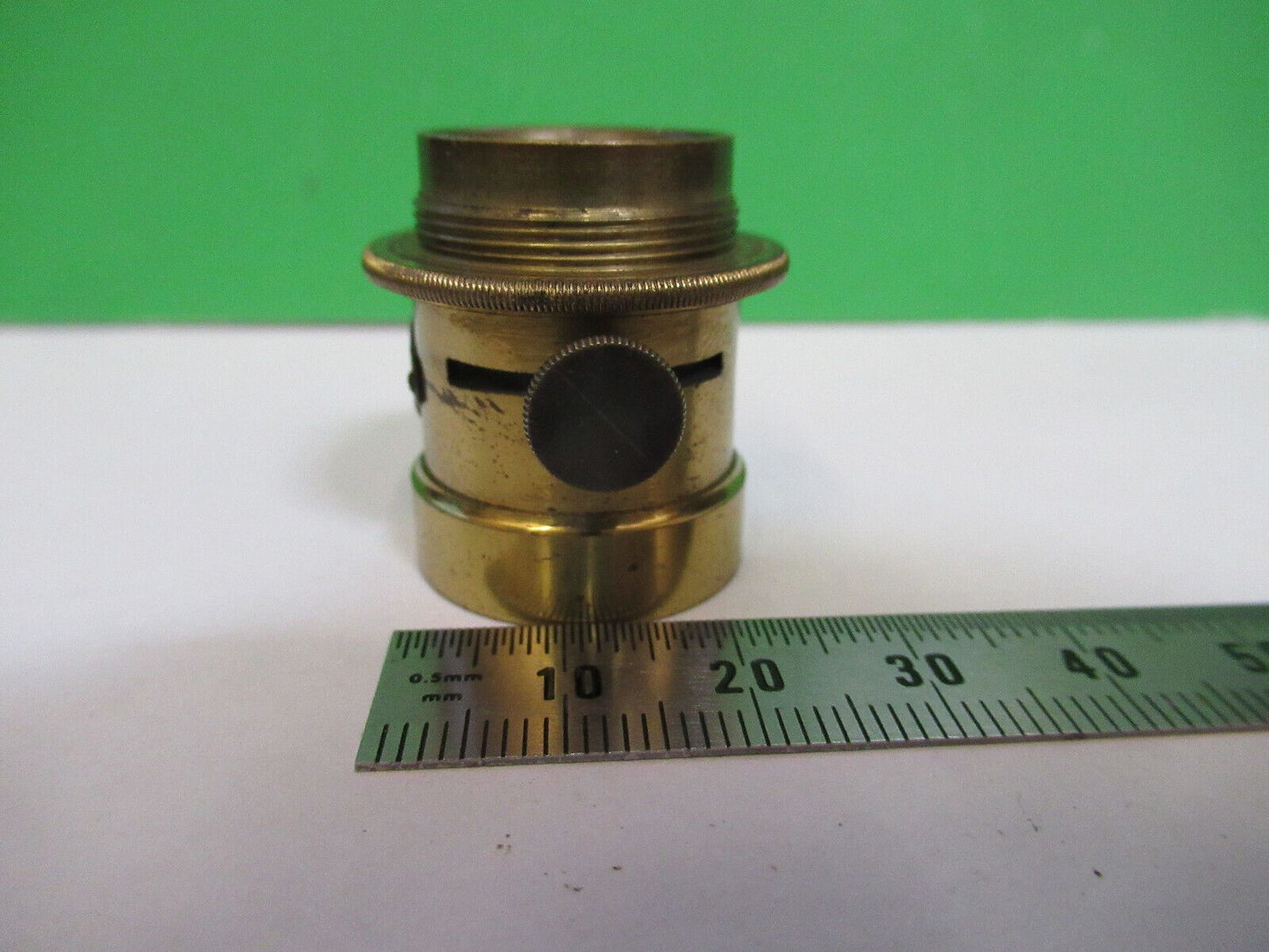 ANTIQUE BRASS VERTICAL ILLUMINATOR SMITH BECK MICROSCOPE PART AS PIC &R6-A-87