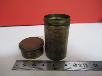 ANTIQUE BRASS EMPTY OBJECTIVE CAN LEITZ MICROSCOPE PART AS PICTURED F8-A-51