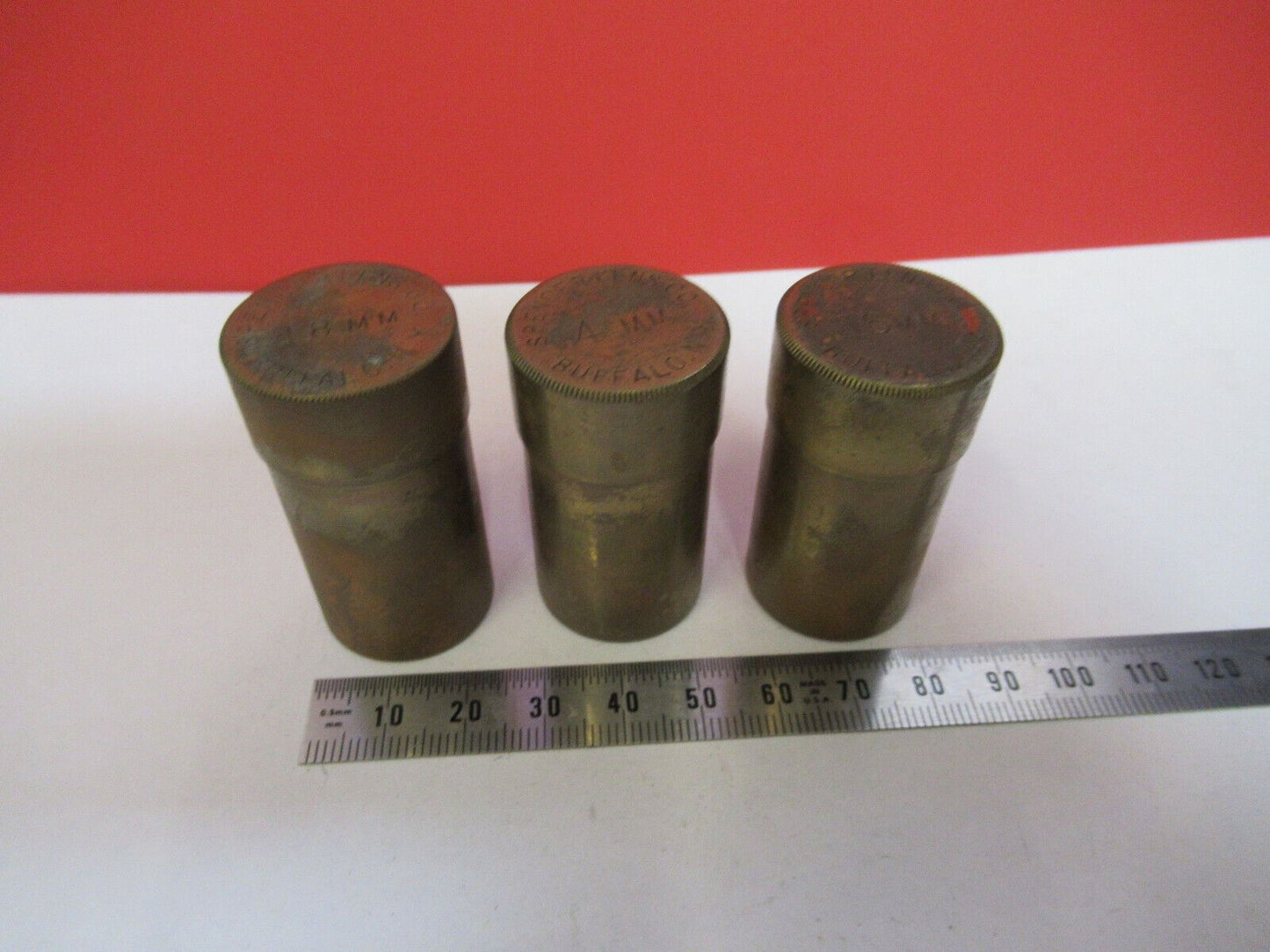 SPENCER LOT 3ea ANTIQUE BRASS EMPTY CAN MICROSCOPE PART AS PICTURED H9-B-34