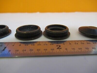 LOT ANTIQUE BRASS CAPS PIECES MICROSCOPE PART as pictured &A4-FT-91