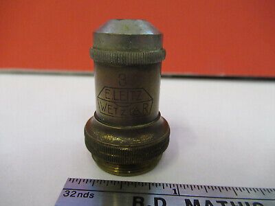 ANTIQUE ERNST LEITZ BRASS OBJECTIVE MICROSCOPE PART OPTICS AS PICTURED &13-FT-40