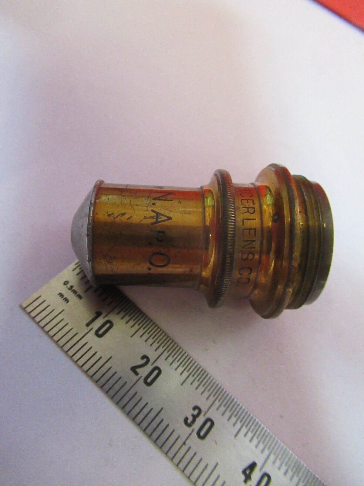 ANTIQUE  BRASS SPENCER OBJECTIVE 16mm MICROSCOPE PART AS PICTURED G4-A-95