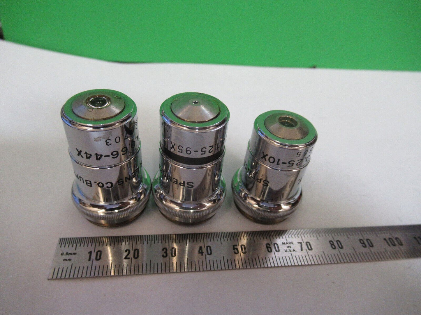 LOT SPENCER OBJECTIVE 10X 44X 95X MICROSCOPE PART OPTICS AS PICTURED AO #Z8-A-01