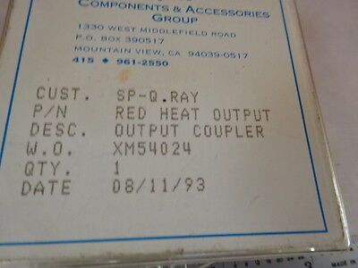 SPECTRA PHYSICS RED HEAT OUTPUT COUPLER LENS LASER OPTICS AS PICTURED &S4-C-14